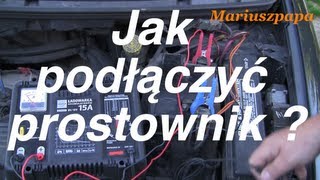 Jak podłączyć prostownik do akumulatora i go naładować Porady motoryzacyjne [upl. by Gan320]