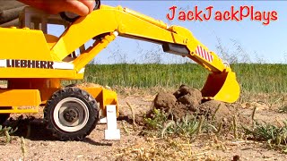 Toy Trucks for Kids Bruder Excavators  Dump Truck Digging Playing in Dirt Pile  JackJackPlays [upl. by Born]