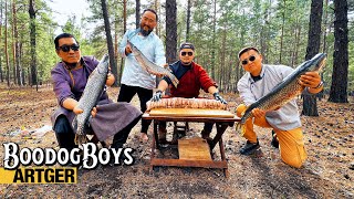 FISH BOODOG First Time Ever Mongolian HOTSTONE Grilling Gone EXTREME  Boodog Boys [upl. by Aeriel971]