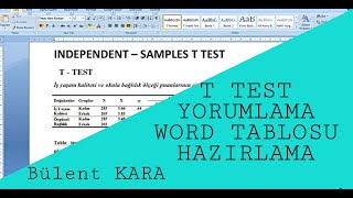 T TESTİ ANALİZLERİNİN YORUMLANMASI VE WORD TABLOSUNA DÖNÜŞTÜRÜLMESİ [upl. by Attenal]