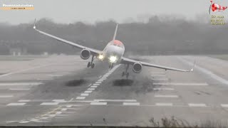 22 INSANE CROSSWIND Landings During Storm Bert at London Gatwick  ATR Dash8 B777 A380 amp More [upl. by Jahdai]