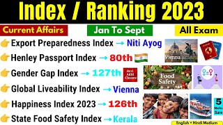 Index 2023 Current Affairs  Index and Ranking 2023  India Rank in various index  Index Updated [upl. by Hubey840]