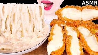 ASMR MUKBANG｜CREAMY NOODLES UDON CHEESE PORK CUTLET 꾸덕 크림우동 치즈 돈까스 EATING SOUNDS 먹방 [upl. by Huppert]