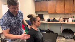 Trigger point therapy to the trapezius [upl. by Ynnal]