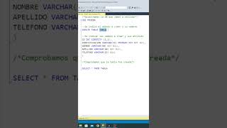 Como crear una tabla con SQL SERVER shorts [upl. by Wyatt]