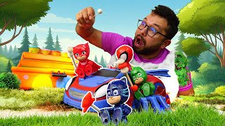 PJ Masks oyuncakları ormanda kaldı  Oyun hamuru zamanı Çocuklar için eğitici oyunlar [upl. by Binetta455]