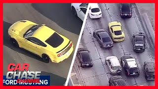 WILD POLICE CHASE Mustang drives recklessly on LA freeways  Car Chase Channel [upl. by Zehc114]