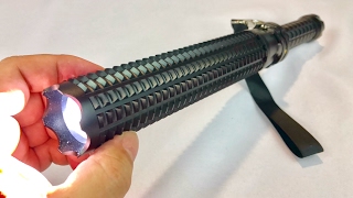 CREE LED Telescoping Extendable Tactical Baton Bat SelfDefense Strikelight Torch Flashlight review [upl. by Philipines89]