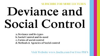 Deviance and Social Control In Sociology  Deviance and its types  Forms of social control [upl. by Oulman289]