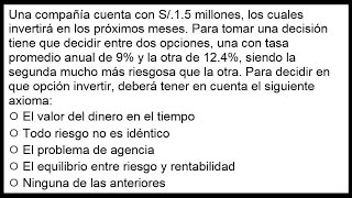 FINANZAS  Pregunta sobre los axiomas de las finanzas y equilibrio rentabilidad  riesgo [upl. by Oira]