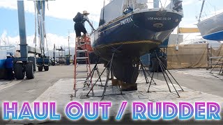 Triteia Hauls Out at Keehi Marine Center on Oahu to Repair the Broken Rudder [upl. by Nonnaehr]