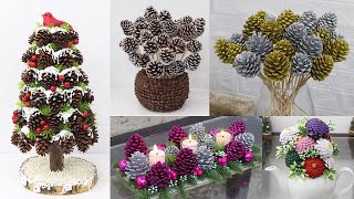 12 Christmas Decoration Ideas at Home using Pine Cones [upl. by Nibor]