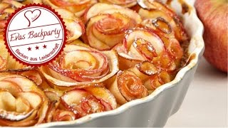 Rosenkuchen  Apfelrosentarte  Vanilletarte mit Apfelrosen  Valentinstag  Muttertag  Backen [upl. by Ttelrahc]