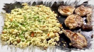 Blackstone Griddle Recipe Heaven Made Pork Chops with Golden Fried Rice  Robert Roy [upl. by Aneehsit]