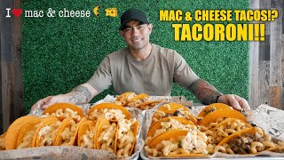 MAC amp CHEESE TACOS TACORONI CHALLENGE  I ❤️ MAC amp CHEESE [upl. by Halimak]