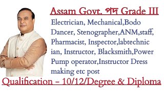 Assam Govt Job 2024  Grade III post ll [upl. by Svirad]