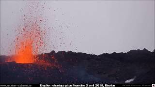 Éruption volcanique piton Fournaise  3 avril 2018  Réunion [upl. by Aicissej969]