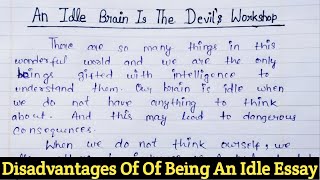 An Idle Brain Is A Devil Workshop Essay  An Empty Mind Is Devils Workshop Paragraph Idleness Essay [upl. by Matilde]