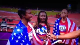 Carmelita Jeter hushes the critics with world record in 4x100 meter relay [upl. by Vincenta280]