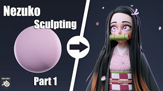 Sculpting Nezuko Demon Slayer  Part 1  Blender 3D Character Timelapse [upl. by Gregson861]