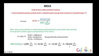 MOLE E NUMERO DI AVOGADRO [upl. by Giamo]