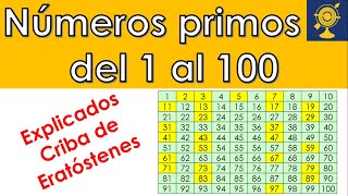 Números primos del 1 al 100  Explicados  Criba de Eratóstenes [upl. by Ruskin]