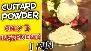 1Min Only 3 Ingredients Instant Custard Powder Recipe  No Cooking Homemade Custard Powder Eggless [upl. by Ynabla615]