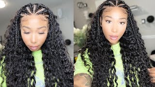 Braided Half Up Half Down Style On My Curly Lace Front Wig Ft Alipearl Hair [upl. by Iliam]