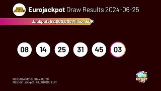 20240625 Eurojackpot Lottery Results amp Winning Numbers [upl. by Fenny958]