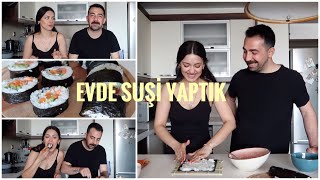 EVDE SUŞHİ YAPTIK 🍣 Başlangıç setiyle suşi💃🏻 [upl. by Esinal727]