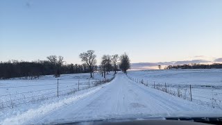 A winter drive in the rural Midwest 🇺🇸 at sunset  4K 60fps [upl. by Wilfred]