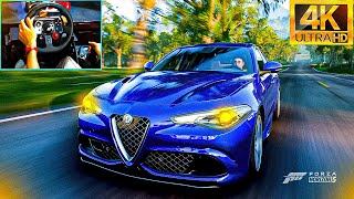 Alfa Romeo Giulia Quadrifoglio  Forza Horizon 5 Logitech G 29 Steering Wheel  Shifter Gameplay [upl. by Latoye]