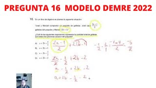 Resolución Modelo PDT Matemática DEMRE Admisión 2022 PREGUNTA 16 [upl. by Avek427]