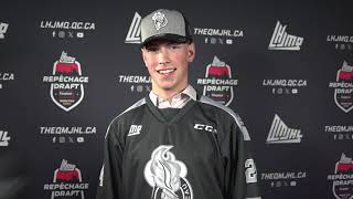 2024 QMJHL Draft  SimonXavier Cyr after being drafted by the Gatineau Olympiques [upl. by Maurili]