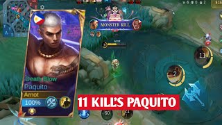 11 KILLS PAQUITO SOLO RANK Top global build mlbb [upl. by Jacintha]