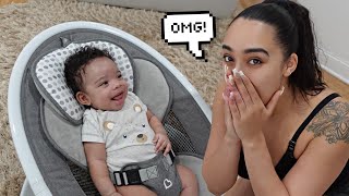 Our Babys First Time Laughing At 2 Months Old Caught On Camera [upl. by Akemat]