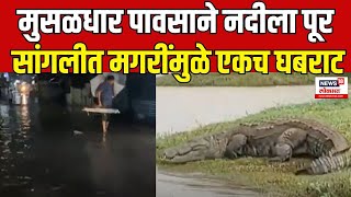 Sangli Heavy Rain Update  सांगलीत मुसळधार पावसानंतर मगरींचं वस्तींमध्ये दर्शन [upl. by Kremer705]