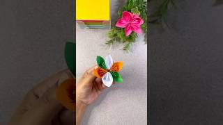 Easy way of making tricolour flower with paper song bollywood diycraftviralshortstrending [upl. by Nolubez]