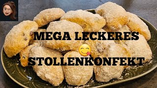 Stollenkonfekt ohne Hefe  ohne Alkohol  ohne Marzipan  Gebäck  Backen in der Weihnachtszeit [upl. by Ruhtracam]