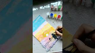 Watercolour Painting  Sunset Drawing  Cute Scenary [upl. by Eadahs884]