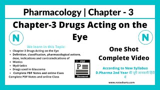 Chapter3 Pharmacology drug acting on eye complete class in one video DPharm 2nd year class [upl. by Anilatsyrc]