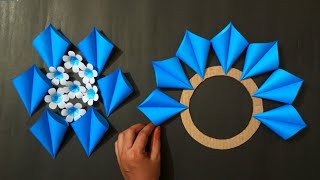 Wall Hanging Craft Ideas With Paper Easy And Beautiful Flowers  Kagojer Ful Banano [upl. by Anidnamra711]