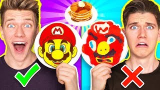 PANCAKE ART CHALLENGE 4 Learn How To Make Mario Odyssey Star Wars Jedi Nintendo Food DIY Pancake [upl. by Gregoor]