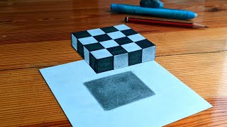 Dibujo 3D  Como dibujar tablero de ajedrez en 3D  Dibujos fáciles [upl. by Uball919]