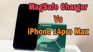 iPhone 14pro Max Vs Ambrane MagSafe Charger  iPhone 14pro Max Vs MagSafe PowerBank [upl. by Nobel]