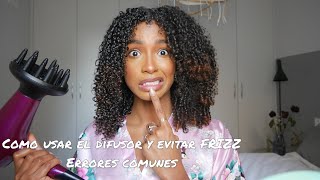 Como usar el difusor y Evitar FRIZZ Tips para secar el cabello con Difusor sin maltratar los rizos [upl. by Kalinda]