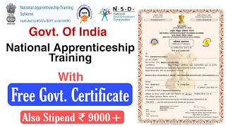 Free Govt Of India National Apprenticeship Training With Certificate। Free Government Training । [upl. by Anikes]