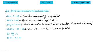 Write the statements for each equation  Write in algebraic expressions  Polynomial  Algebra [upl. by Benn]