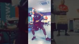 David Halaifonua 🇹🇴 dancing to Fijian song 🇫🇯 ikaletahi tongan fijiansongs polynesian rugby [upl. by Naerda296]