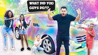 WE SPRAY PAINTED JUSTINS CAR PRANK HE FREAKS OUT [upl. by Booth293]